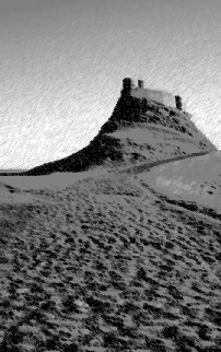 Lyndesfarne castle on a sunny day