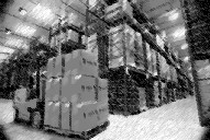 Warehouse piled high with boxes
